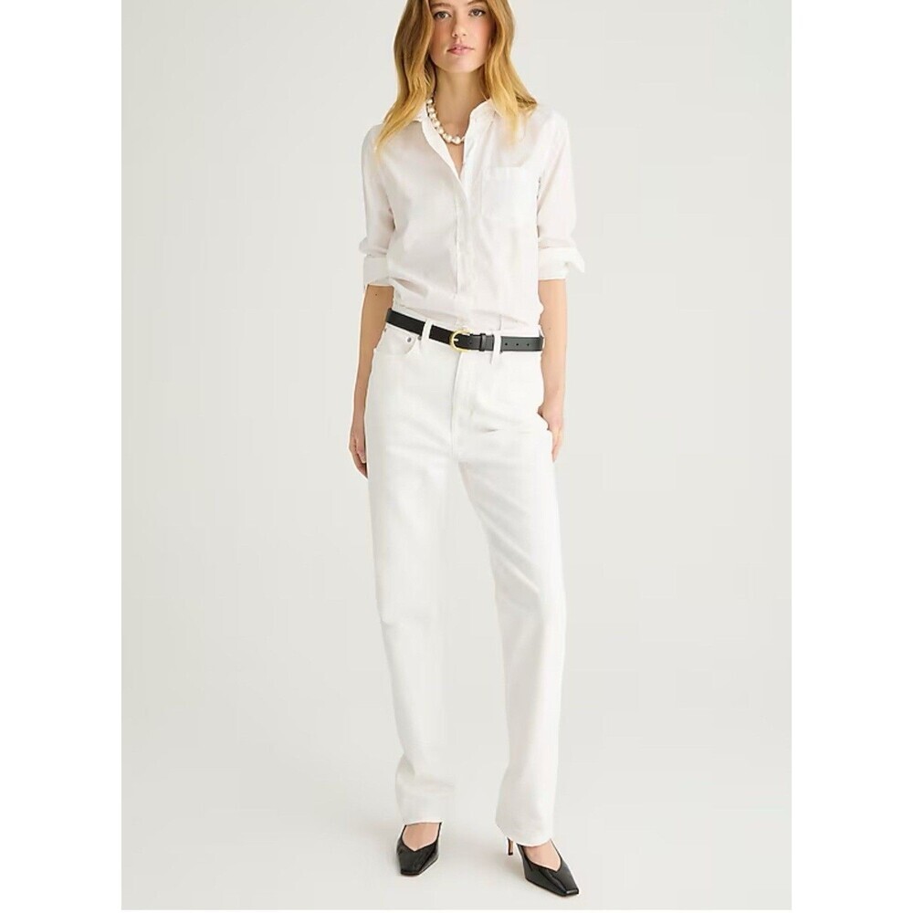 J. Crew Classic Straight White Jeans Size 28P 6 NWT Preppy Nautical Stretch 28
